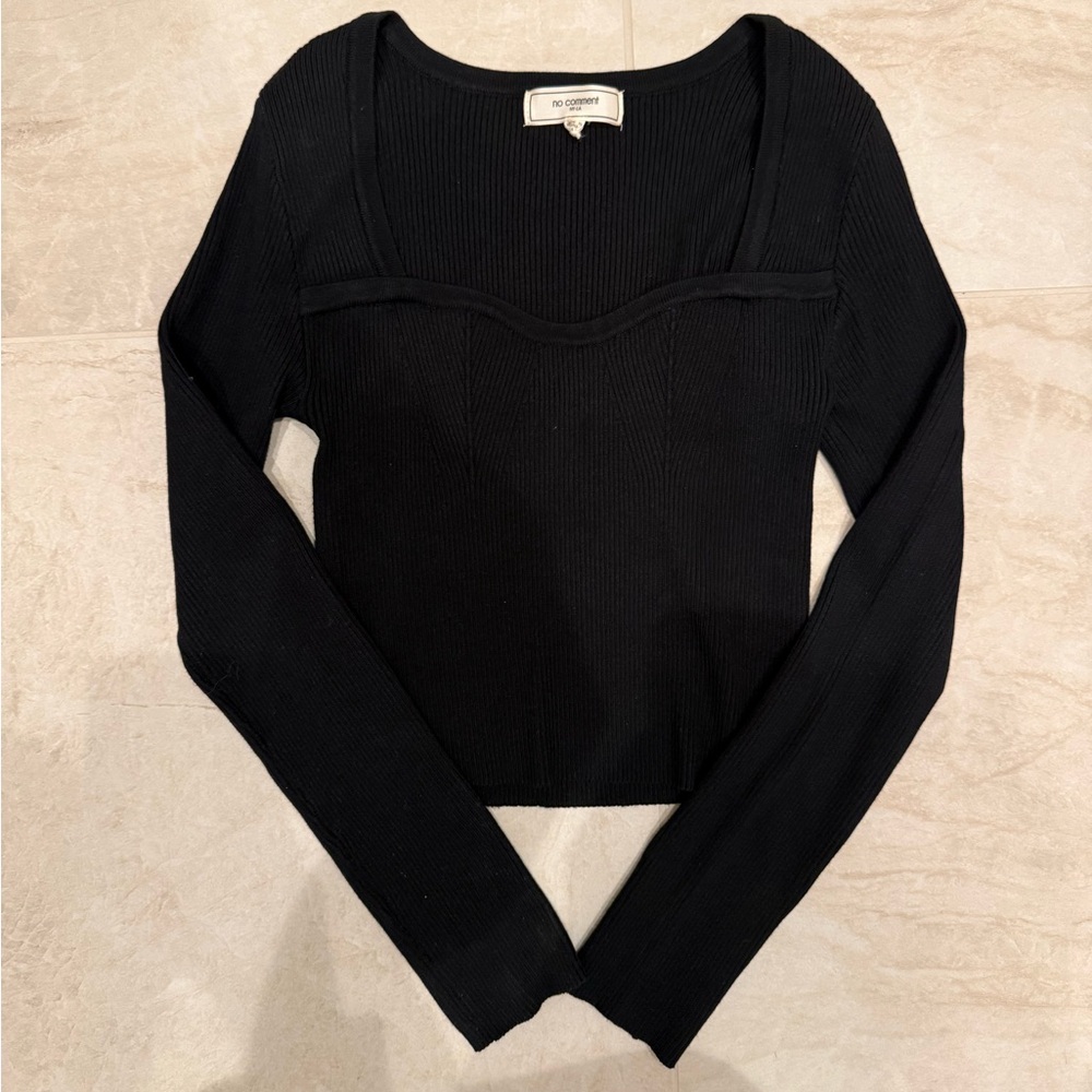 No Comment Chic Black Ribbed Sweater
